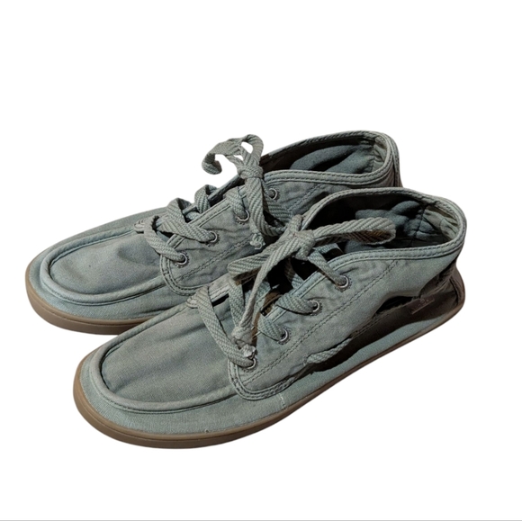 Sanuk Vee K Shawn Canvas Chukka Sneakers Green size 6 Boho Lagenlook - Picture 1 of 7